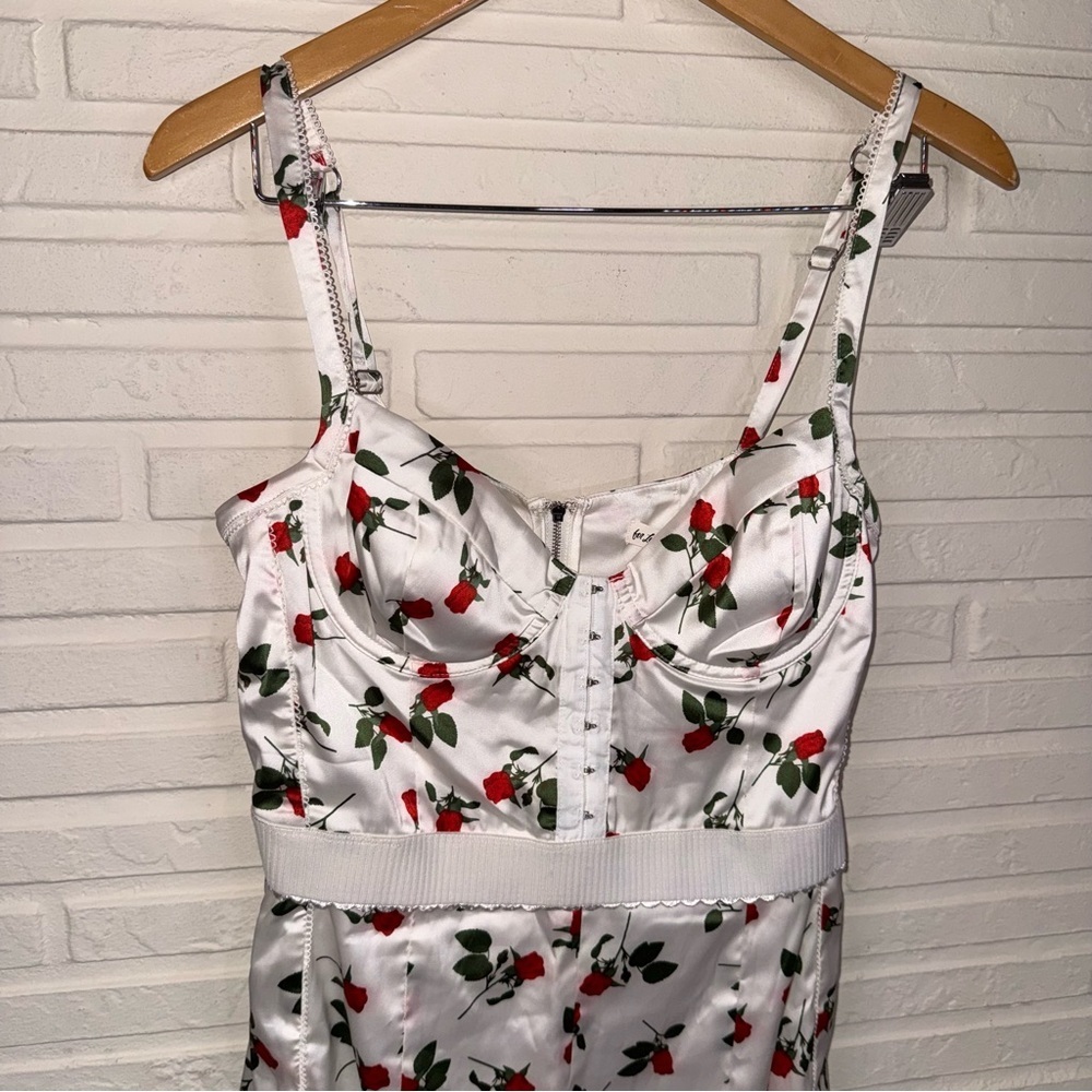 For Love and Lemons White Love Song Rose Mini Dress, Women’s Size Medium - Picture 2 of 12
